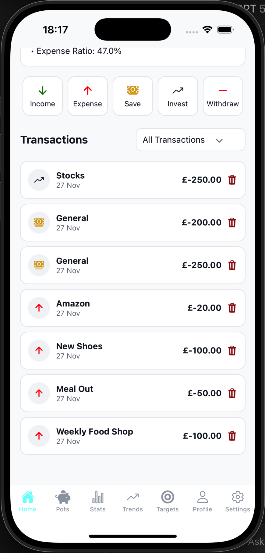 BudgetNest dashboard extra